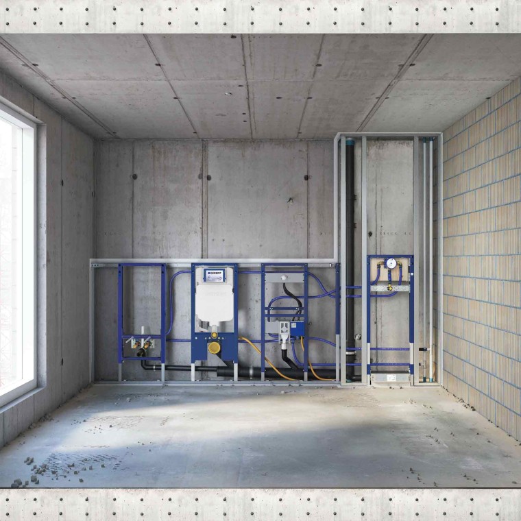 Sistema Duofix con modulo WC, modulo lavabo e modulo doccia Sistema Duofix con modulo WC, modulo lavabo e modulo doccia