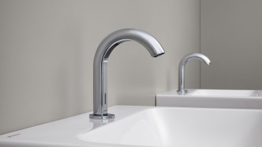 Rubinetto per lavabo Geberit Piave, dal design rotondo in acciaio inossidabile Rubinetto per lavabo Geberit Piave, dal design rotondo in acciaio inossidabile