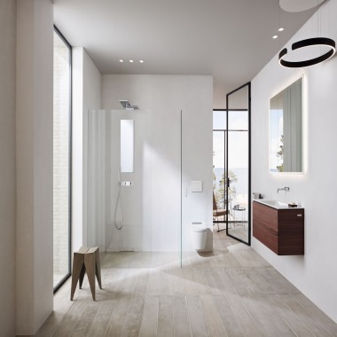 Un lussuoso bagno con cabina doccia Un lussuoso bagno con cabina doccia