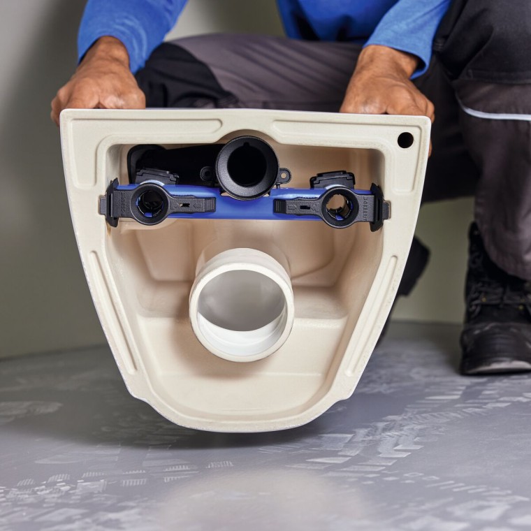 La tecnologia EFF3 nel WC sospeso Acanto viene utilizzata con un supporto di montaggio pre-installato nella ceramica. © La tecnologia EFF3 nel WC sospeso Acanto viene utilizzata con un supporto di montaggio pre-installato nella ceramica. ©