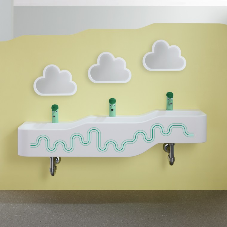 Spazio per il gioco e l’igiene Geberit Bambini in verde bosco e verde chiaro Spazio per il gioco e l’igiene Geberit Bambini in verde bosco e verde chiaro