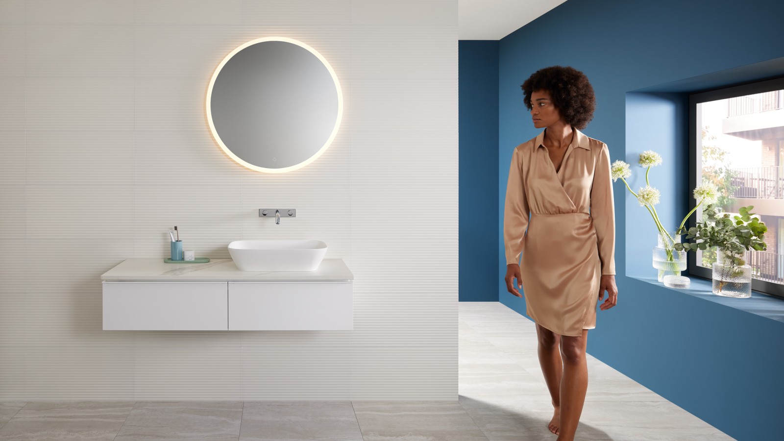 Lavabo da appoggio Mix & Match Geberit ONE con mobile sottolavabo Geberit iCon Lavabo da appoggio Mix & Match Geberit ONE con mobile sottolavabo Geberit iCon