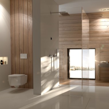 Bagno Geberit con rivestimento in legno Bagno Geberit con rivestimento in legno