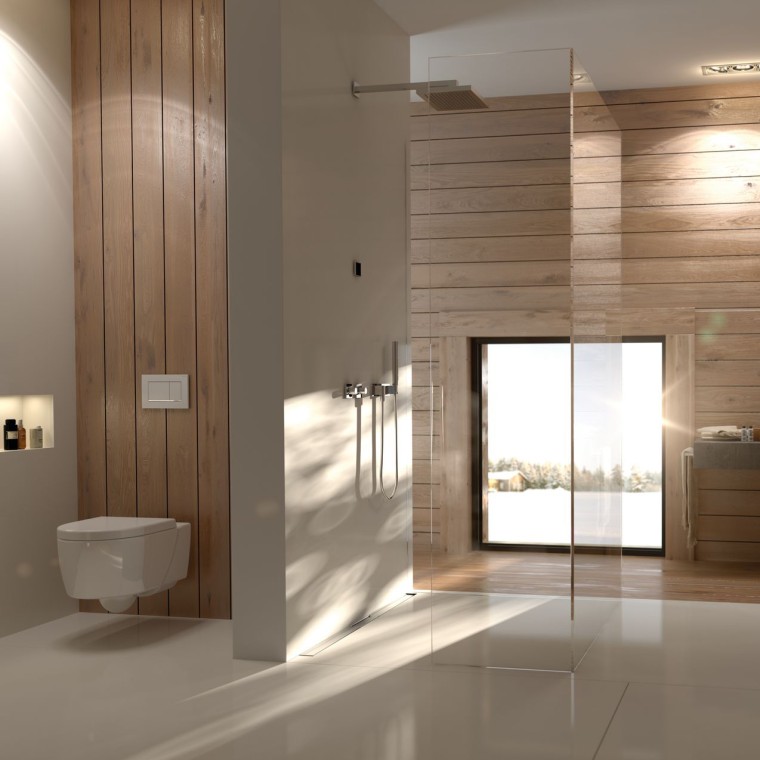Bagno Geberit con rivestimento in legno Bagno Geberit con rivestimento in legno