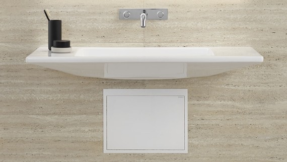 Lavabo Geberit ONE con sifone ad incasso nascosto per consentire più accesso