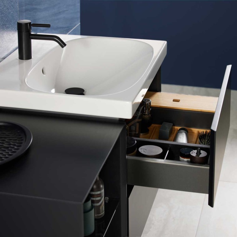 Lavabo Geberit Acanto Mix & Match con mobile sottolavabo Geberit ONE senza sifone