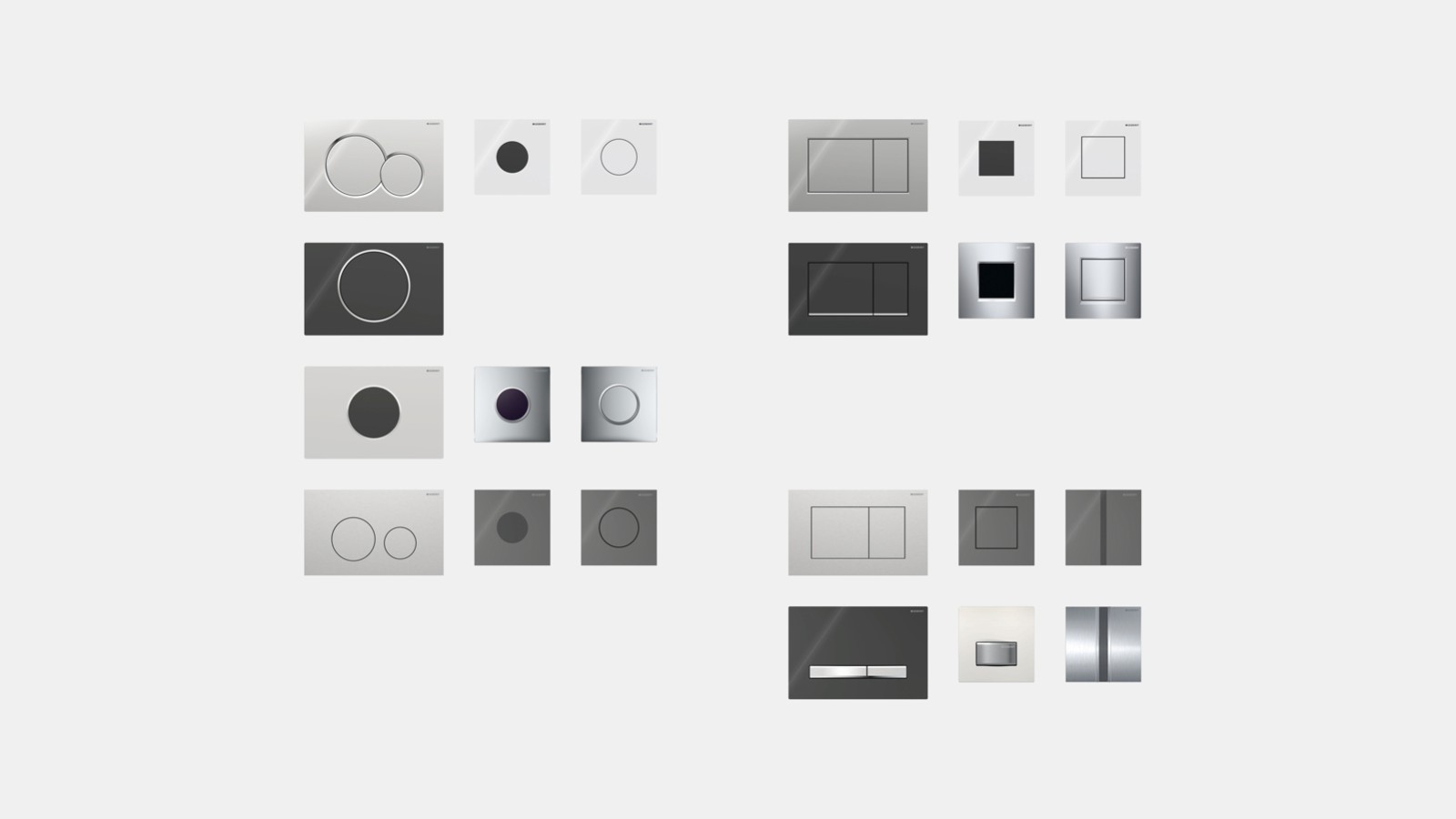 Panoramica placche di comando per WC e orinatoi Geberit Panoramica placche di comando per WC e orinatoi Geberit