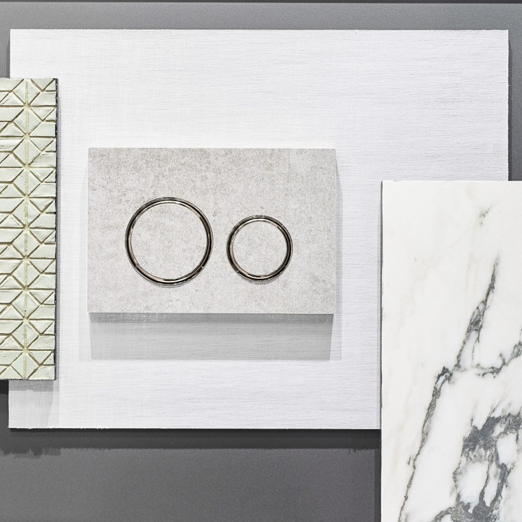 Placca di comando Sigma21 effetto cemento con anelli cromati