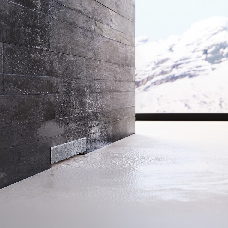 Scarico a parete Geberit in muratura grigia Scarico a parete Geberit in muratura grigia