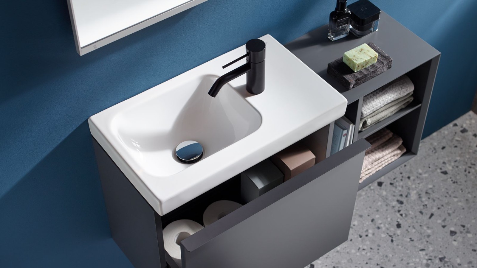 Lavabo compatto Geberit iCon con mobile sottolavabo , Serie bagno