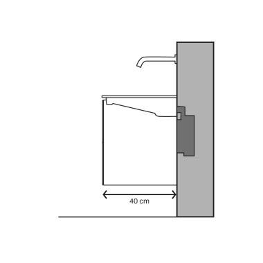 Schema di un lavabo con profondità salvaspazio