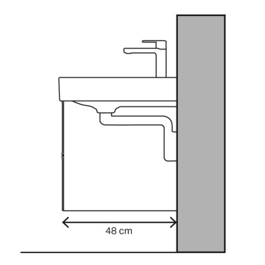 Schema di un lavabo con scarico verticale