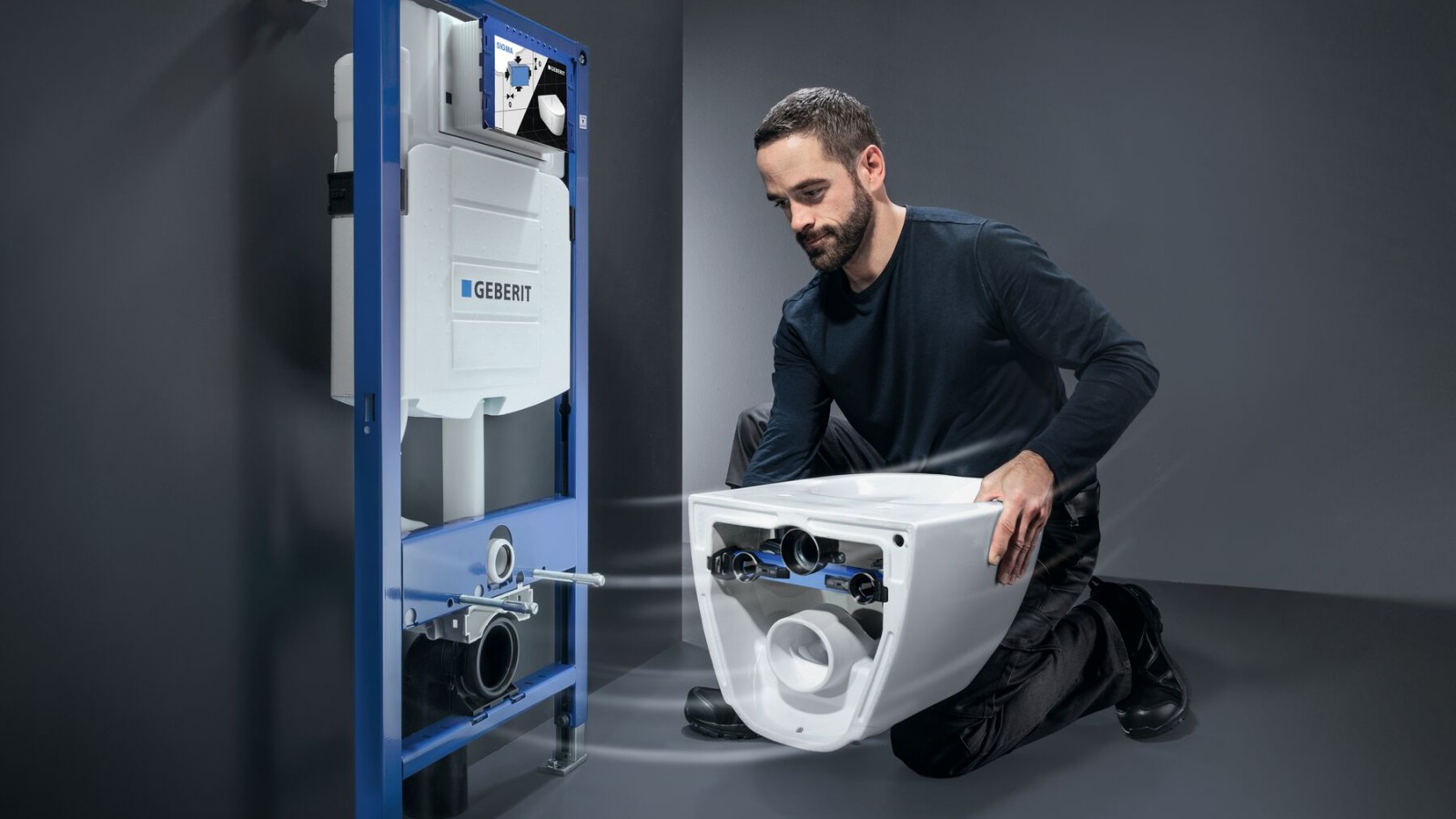 Sistema WC per installazione idraulica composto da cassetta ad incasso Geberit Sigma e WC Geberit Acanto. Sistema WC per installazione idraulica composto da cassetta ad incasso Geberit Sigma e WC Geberit Acanto.