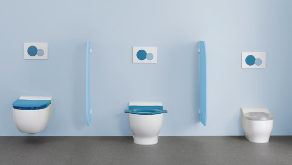 WC della serie Geberit Bambini con coperchi WC e placche di comando colorate WC della serie Geberit Bambini con coperchi WC e placche di comando colorate
