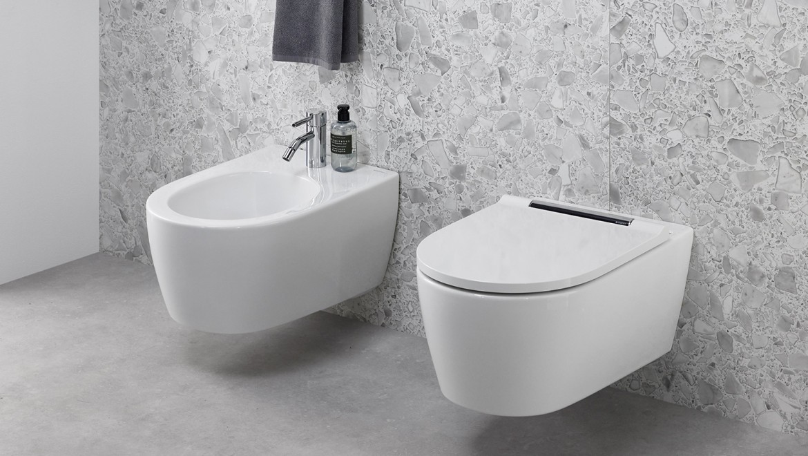 Ceramiche bagno Geberit ONE, WC e bidet.