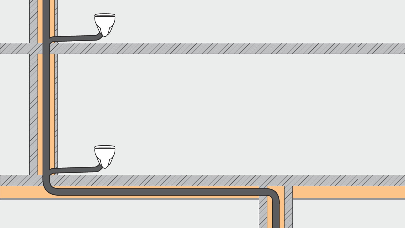 I sistemi di scarico con Geberit SuperTube richiedono meno spazio e offrono maggiore libertà nella progettazione.