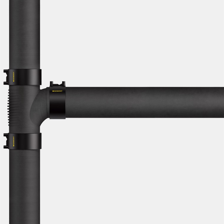 Una colonna di scarico Geberit Silent-db20 con allacciamento al piano Una colonna di scarico Geberit Silent-db20 con allacciamento al piano