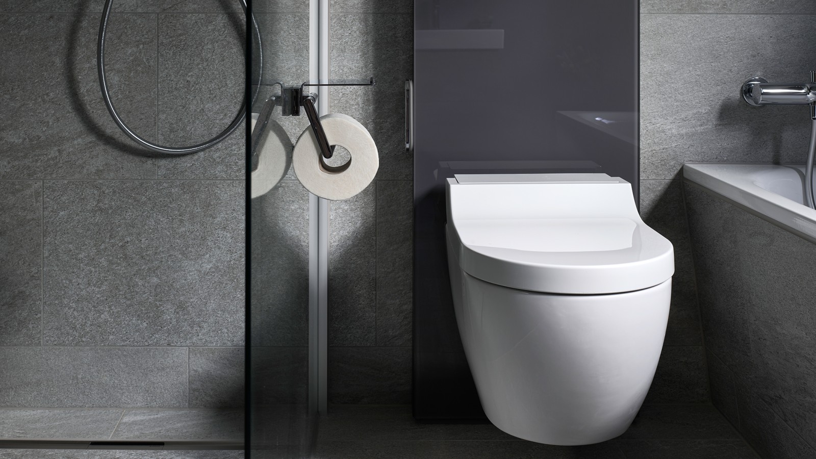 Il modulo sanitario Geberit Monolith con vaso bidet Tuma della serie Geberit AquaClean Il modulo sanitario Geberit Monolith con vaso bidet Tuma della serie Geberit AquaClean
