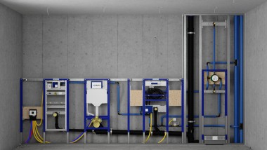 Installazione di Geberit Duofix a parete applicata e cassette in un sistema a parete
