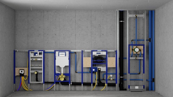 Installazione di Geberit Duofix a parete applicata e cassette in un sistema a parete