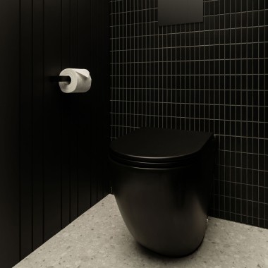 Dai sistemi di drenaggio innovativi ai materiali senza tempo – ogni dettaglio racconta una storia di passione e precisione. Per i WC, ci pensa la placca di comando Sigma70. (© Alyne Media)