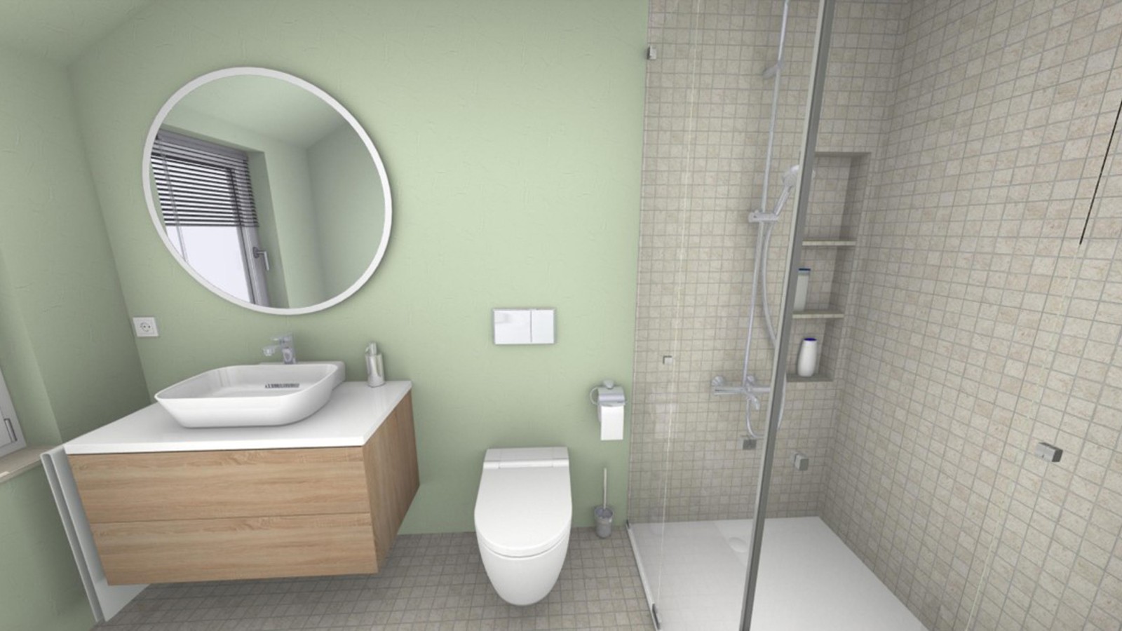Il “bagno verde” visualizzato nel Geberit Bathroom Planner gratuito (© Geberit) Il “bagno verde” visualizzato nel Geberit Bathroom Planner gratuito (© Geberit)