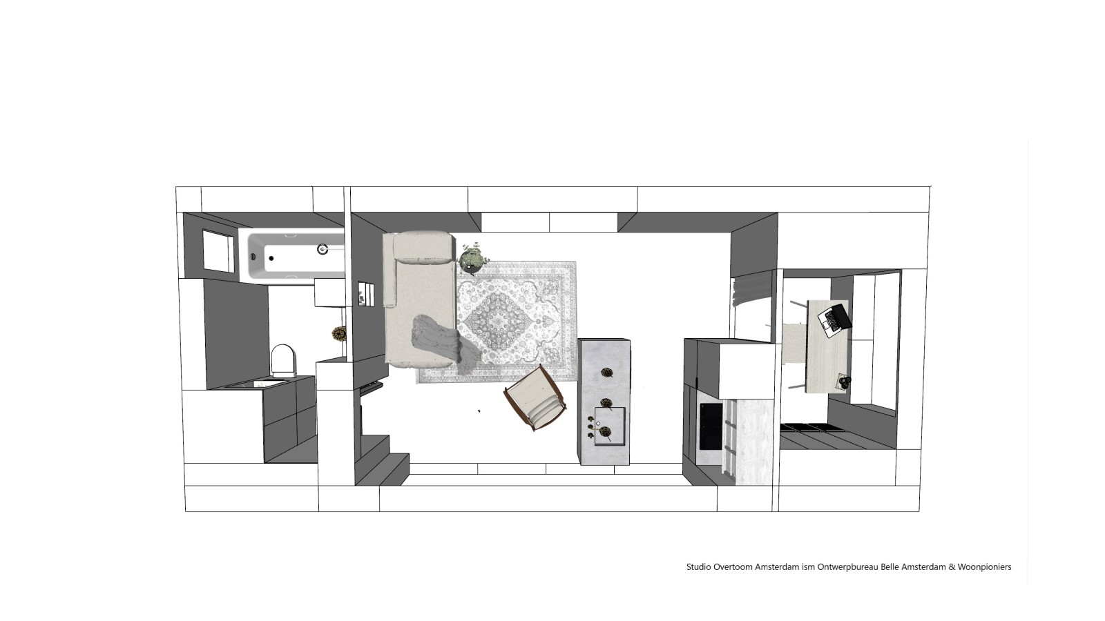 Illustrazione della Tiny House (© Woonpioniers) Illustrazione della Tiny House (© Woonpioniers)