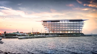 Un’isola di leggerezza: la nuova sede della casa farmaceutica Ferring Pharmaceuticals a Kastrup, in Danimarca. (©Foster&Partners)