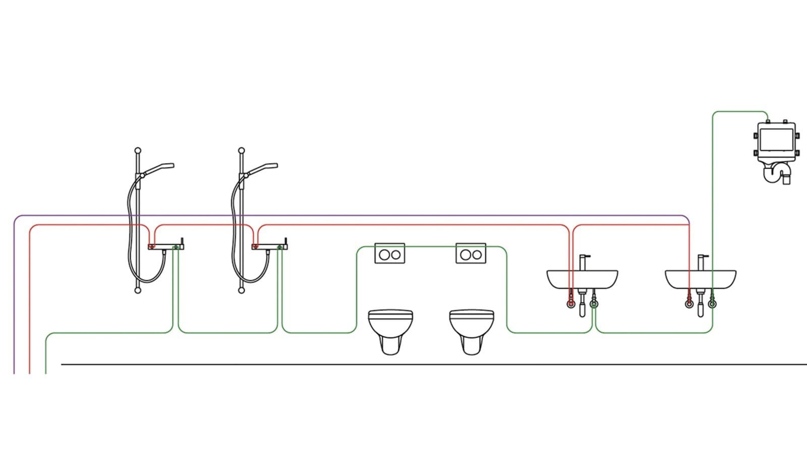 Nell’immagine, esempio di distribuzione di acqua fredda con dispositivo antiristagno Nell’immagine, esempio di distribuzione di acqua fredda con dispositivo antiristagno