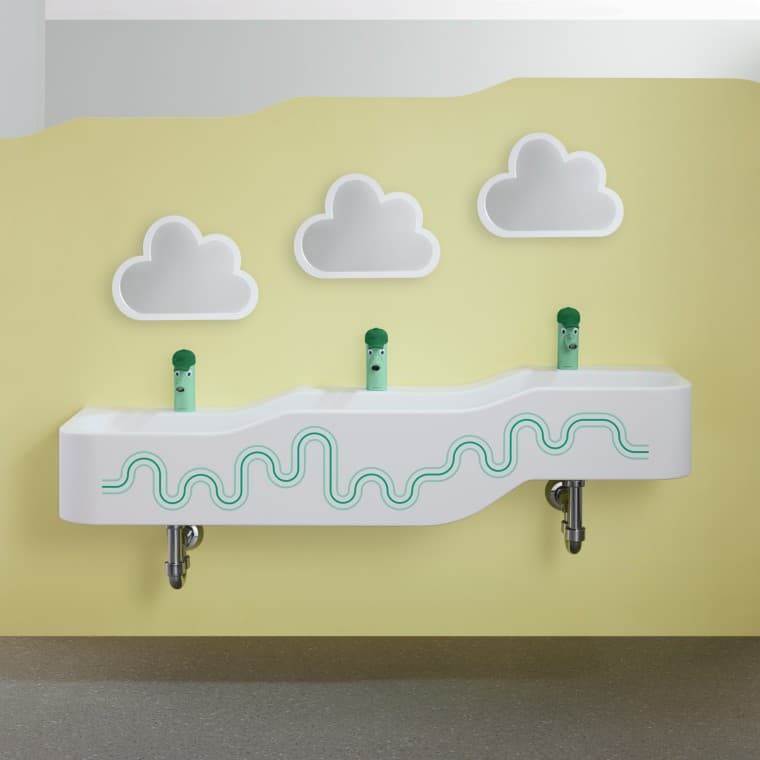 Spazio per il gioco e l’igiene Geberit Bambini in verde bosco e verde chiaro Spazio per il gioco e l’igiene Geberit Bambini in verde bosco e verde chiaro