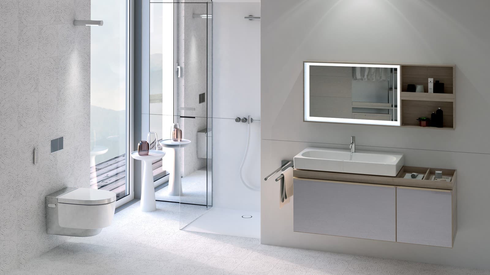 Bagno con vaso bidet Geberit AquaClean Mera cromo Bagno con vaso bidet Geberit AquaClean Mera cromo