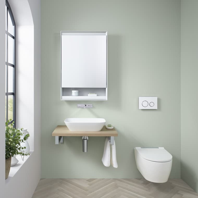 Bagno degli ospiti con mobile sottolavabo Geberit ONE Bagno degli ospiti con mobile sottolavabo Geberit ONE