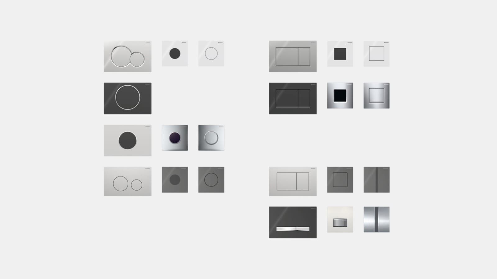 Panoramica placche di comando per WC e orinatoi Geberit Panoramica placche di comando per WC e orinatoi Geberit