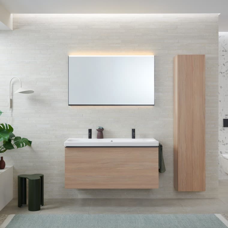 Geberit Acanto doppio lavabo con mobili bagno in rovere Geberit Acanto doppio lavabo con mobili bagno in rovere