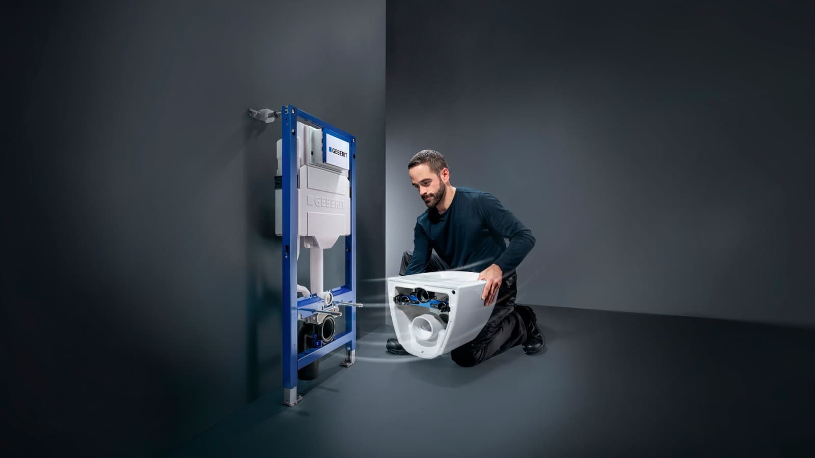 Sistema WC per installazione idraulica composto da cassetta ad incasso Geberit Sigma e WC Geberit Acanto Sistema WC per installazione idraulica composto da cassetta ad incasso Geberit Sigma e WC Geberit Acanto
