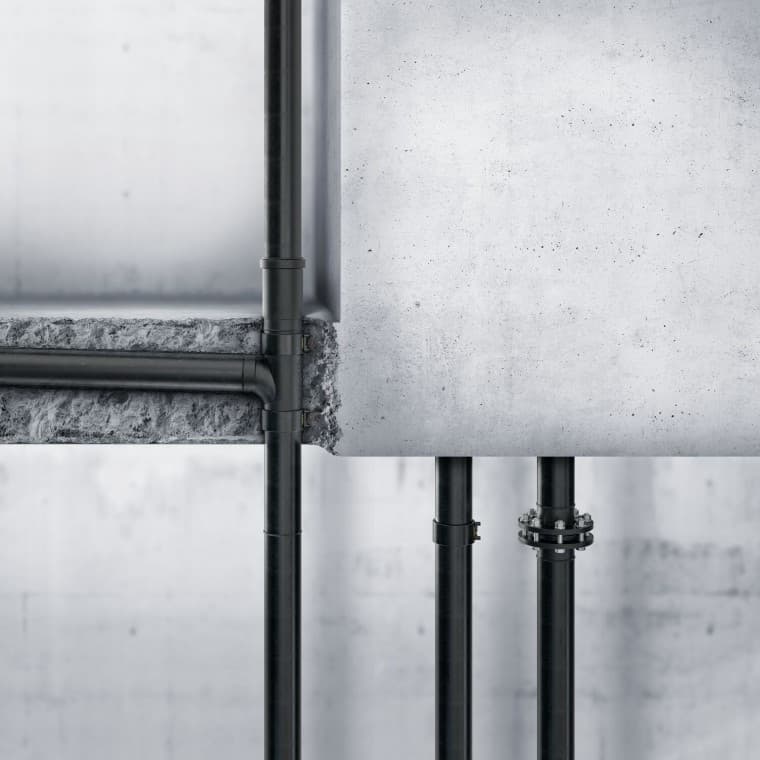 Geberit PE può essere posato anche nel calcestruzzo Geberit PE può essere posato anche nel calcestruzzo