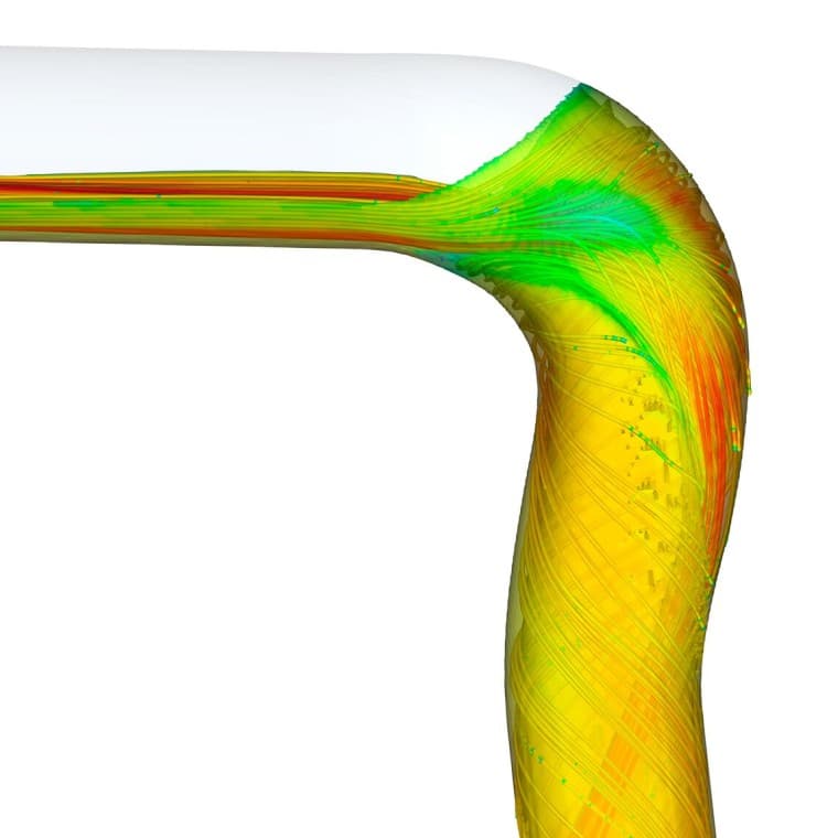Simulazione del flusso con la curva Geberit SuperTube BackFlip Simulazione del flusso con la curva Geberit SuperTube BackFlip