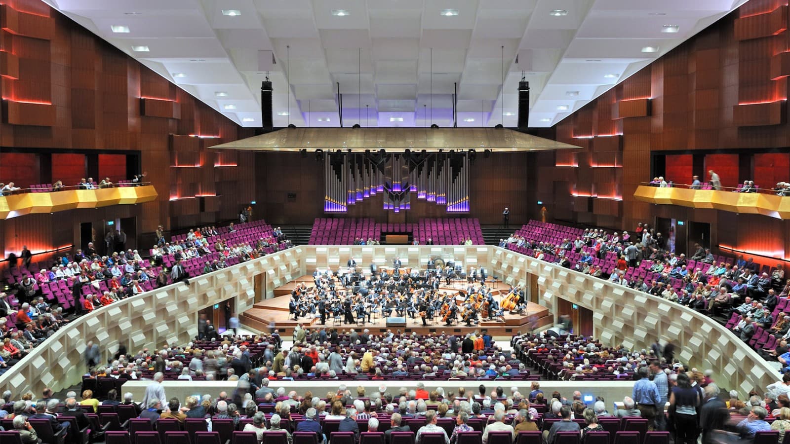 Nella grande sala da concerto si svolgono spettacoli musicali (© Plotvis and Kraaijvanger Architecten) Nella grande sala da concerto si svolgono spettacoli musicali (© Plotvis and Kraaijvanger Architecten)
