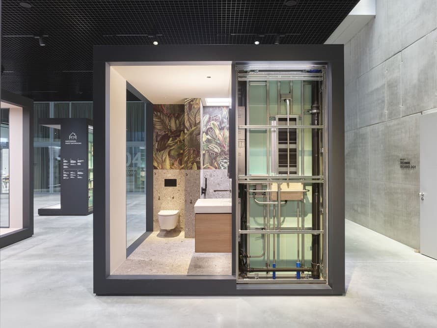 The square also dominates the exhibition as the defining form (© Roland Halbe) The square also dominates the exhibition as the defining form (© Roland Halbe)