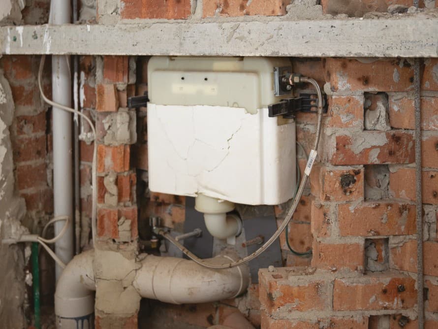 Cassetta di scarico da incasso originale Geberit, installata a Tamarama House (© Geberit) Cassetta di scarico da incasso originale Geberit, installata a Tamarama House (© Geberit)