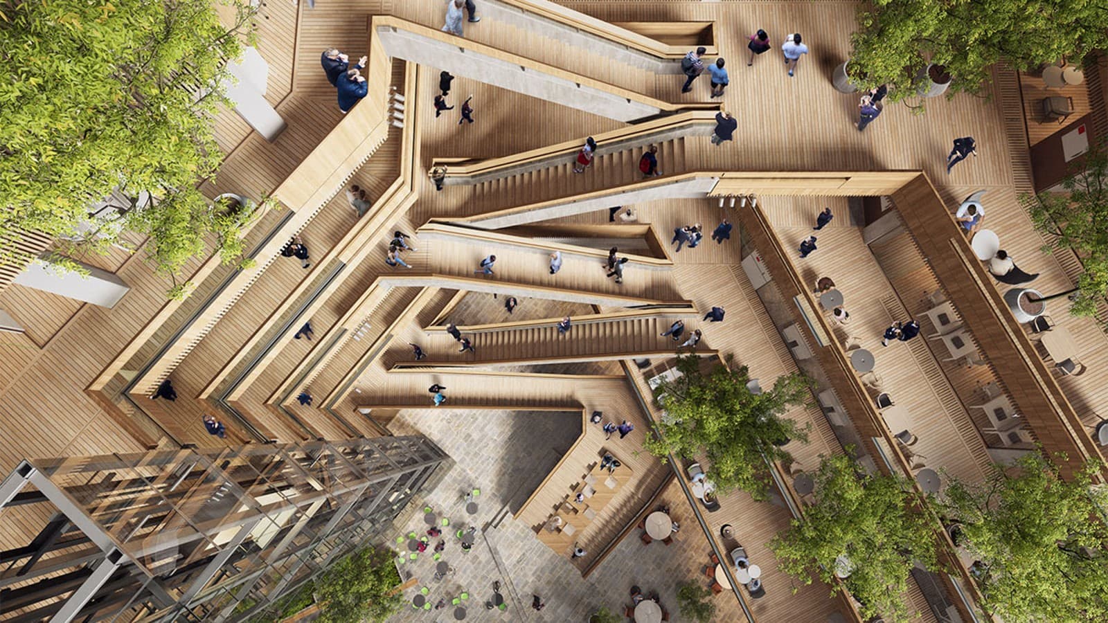 Il cuore della nuova sede è la corte interna, attorno alla quale scale e ascensori conducono ai piani superiori. (©Foster&Partners) Il cuore della nuova sede è la corte interna, attorno alla quale scale e ascensori conducono ai piani superiori. (©Foster&Partners)