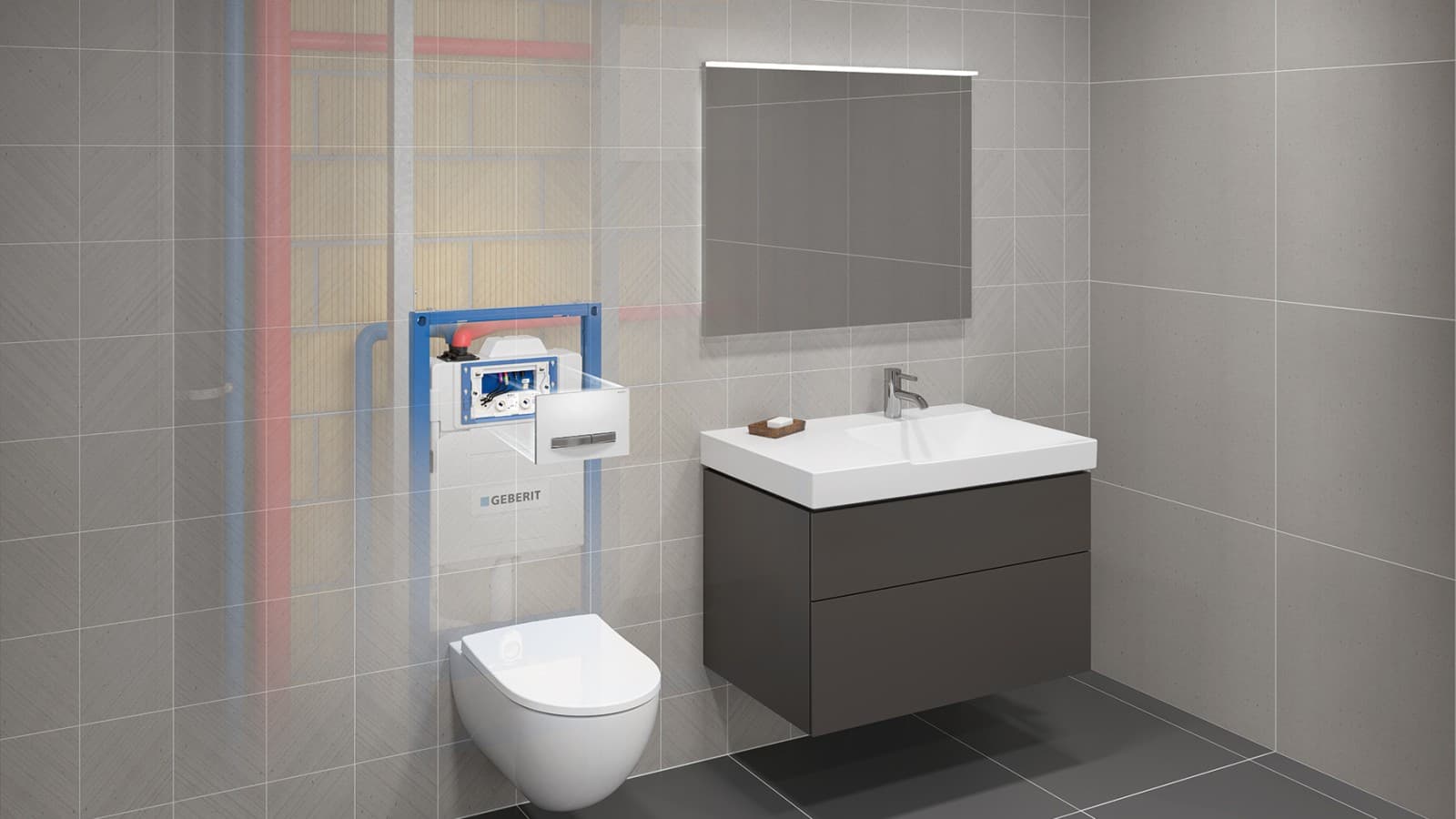 Dispositivo antiristagno Geberit HS30 in bagno (© Geberit) Dispositivo antiristagno Geberit HS30 in bagno (© Geberit)