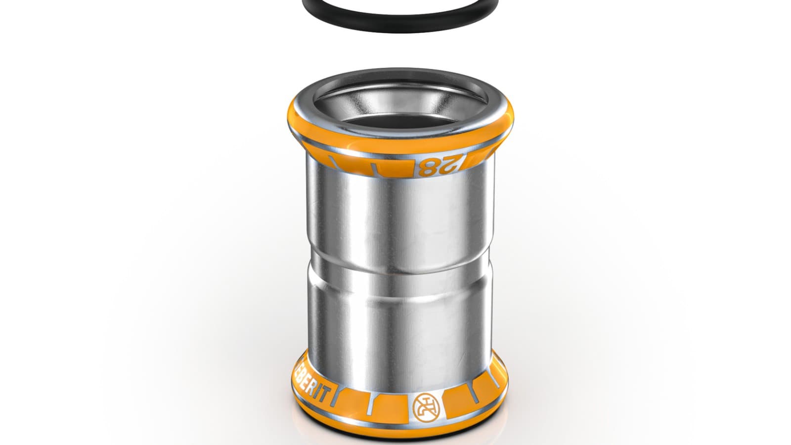 Raccordo Geberit Mapress Therm con indicatori ottici di pressatura arancioni Raccordo Geberit Mapress Therm con indicatori ottici di pressatura arancioni